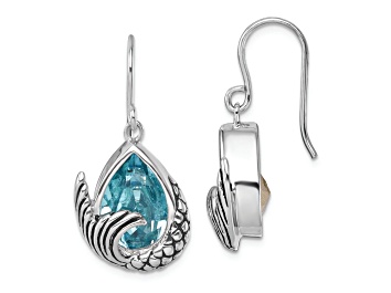 Picture of Rhodium Over Sterling Silver Crystal Mermaid Tail Dangle Earrings