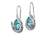 Rhodium Over Sterling Silver Crystal Mermaid Tail Dangle Earrings