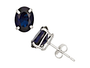 Blue Lab Created Sapphire 10K White Gold Stud Earrings 2.86ctw