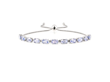 Picture of Rhodium Over Sterling Silver Oval Tanzanite Bolo Bracelet 6.79ctw