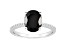 10x8mm Oval Black Onyx and 1/10 ctw Diamond Rhodium Over Sterling Silver Ring