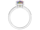 10x8mm Oval Mystic Topaz and 1/10 ctw Diamond Rhodium Over Sterling Silver Ring