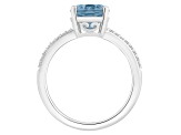10x8mm Oval Sky Blue Topaz and 1/10 ctw Diamond Rhodium Over Sterling Silver Ring