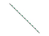 Rhodium Over 14k White Gold Diamond and Emerald Bracelet