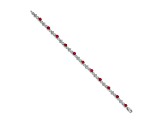 Rhodium Over 14k White Gold Diamond and Ruby Bracelet