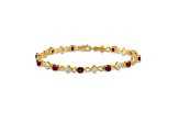 14k Yellow Gold and Rhodium Over 14k Yellow Gold Diamond and Ruby Bracelet