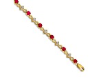 14k Yellow Gold and Rhodium Over 14k Yellow Gold Diamond and Ruby Bracelet