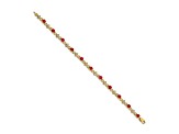 14k Yellow Gold and Rhodium Over 14k Yellow Gold Diamond and Ruby Bracelet