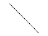 Rhodium Over 14k White Gold Diamond and Sapphire Bracelet