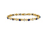 14k Yellow Gold and Rhodium Over 14k Yellow Gold Diamond and Sapphire Bracelet