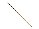 14k Yellow Gold and Rhodium Over 14k Yellow Gold Diamond and Sapphire Bracelet