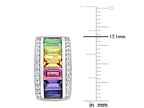 4.25ctw Multi-Color Created Sapphire Earrings in Sterling