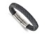 Gray Woven Leather and Stainless Steel Polished 8-inch with 0.5-inch Extension Bracelet