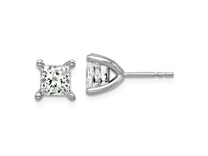Rhodium Over 14K Gold 2ct. SI+, G H, Lab Grown Princess Diamond 4 Prong Earrings