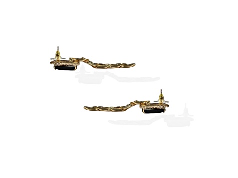 Off Park® Collection, Gold-Tone Jet-Black Crystal Chain Link Earrings.