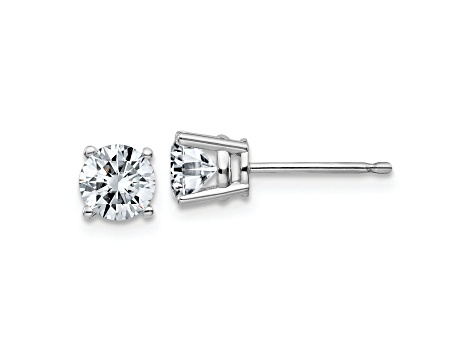 Rhodium Over 14K White Gold 1ct. 5.0mm Round J-K Color Moissanite Earrings