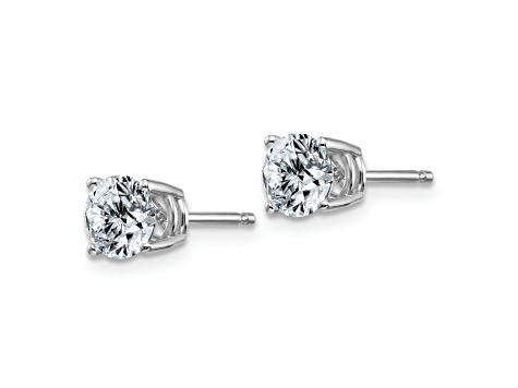 Rhodium Over 14K White Gold 1ct. 5.0mm Round J-K Color Moissanite Earrings