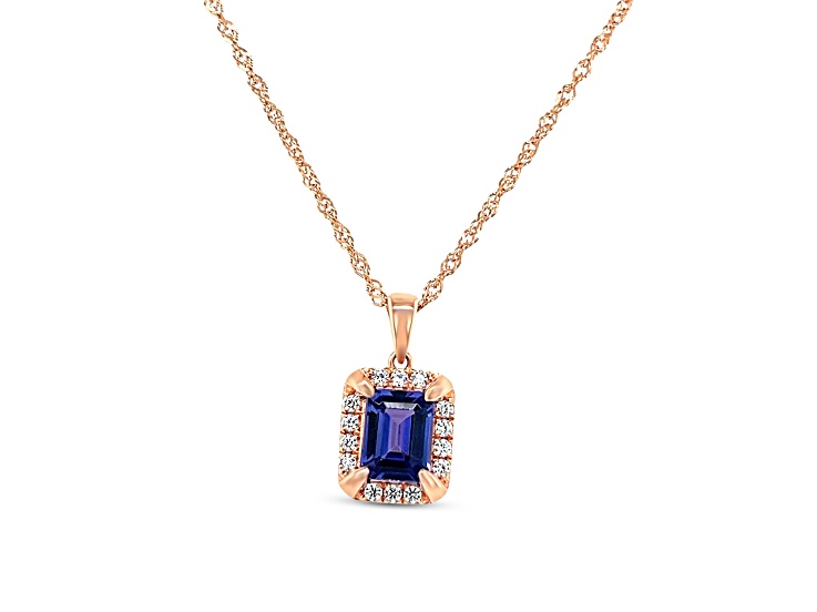 18K Rose Gold Over Sterling Rectangular Octagonal Tanzanite and