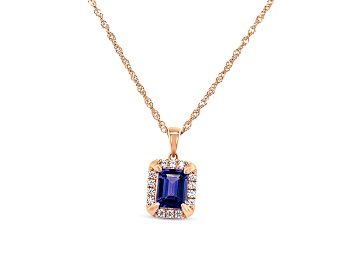 Picture of 18K Rose Gold Over Sterling Silver 9x7mm Oval Tanzanite and Cubic Zirconia Pendant 2.40ctw