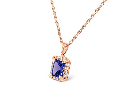 18K Rose Gold Over Sterling Silver 9x7mm Oval Tanzanite and Cubic Zirconia Pendant 2.40ctw