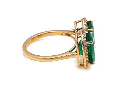 5.77 Ctw Emerald With 0.40 Ctw White Diamond Ring in 14K YG