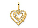 14K Yellow Gold Cubic Zirconia Mom and Daughter Heart Pendant