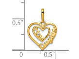 14K Yellow Gold Cubic Zirconia Mom and Daughter Heart Pendant