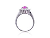 Lab Created Purple Sapphire with White Topaz Accents Sterling Silver Halo Ring, 3.21ctw