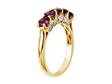 Grape Color Garnet and White Diamond 10k Yellow Gold Ring 1.54ctw