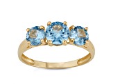 Blue Lab Created Spinel 10k Yellow Gold 3-Stone Ring 1.85ctw