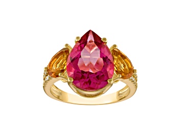 Picture of Pink Topaz 14K Yellow Gold Over Sterling Silver Ring 7.41ctw