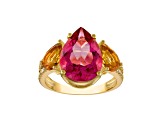 Pink Topaz 14K Yellow Gold Over Sterling Silver Ring 7.41ctw