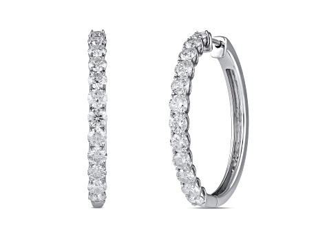 White Diamond H-I I1 14K White Gold Hoop Earrings 2.00ctw