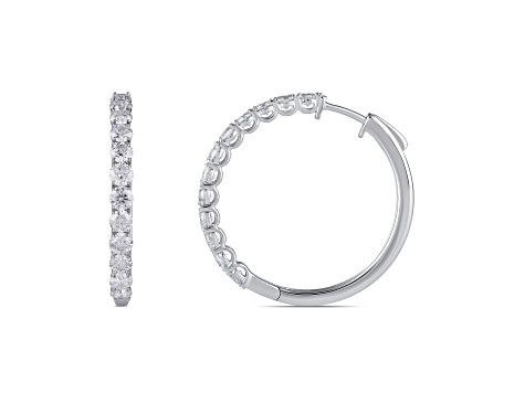 White Diamond H-I I1 Platinum Hoop Earrings 2.00ctw