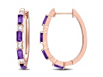 2.17ctw African-Amethyst White Topaz Hoop Earrings in 18K Rose Gold Over Sterling Silver