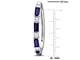 3.63ctw Created Blue and White Sapphire Oval Hoop Earrings in Sterling Silver