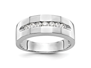 Rhodium Over 14K White Gold Lab Grown Diamond SI1/SI2, G H I, Men's Band