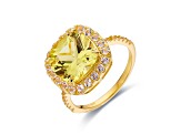 Lab Created Yellow Sapphire with White Topaz Accents 18K Yellow Gold Over Sterling Silver Halo Ring