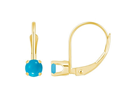 4mm Round Turquoise 14k Yellow Gold Drop Earrings