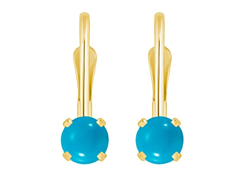 4mm Round Turquoise 14k Yellow Gold Drop Earrings