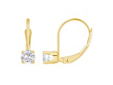 4mm Round White Topaz 14k Yellow Gold Drop Earrings