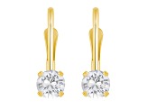 4mm Round White Topaz 14k Yellow Gold Drop Earrings