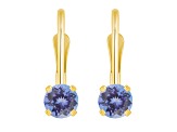 4mm Round Tanzanite 14k Yellow Gold Drop Earrings