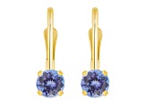 4mm Round Tanzanite 14k Yellow Gold Drop Earrings