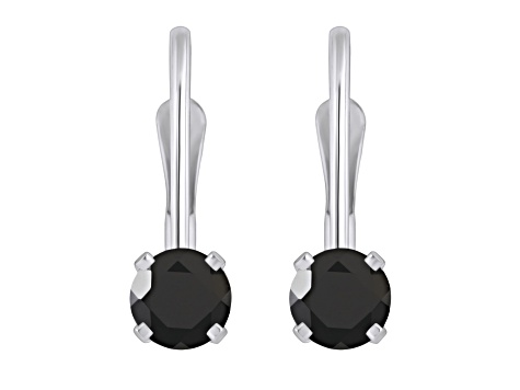 4mm Round Black Onyx Rhodium Over 14k White Gold Drop Earrings