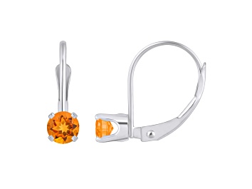 Picture of 4mm Round Citrine Rhodium Over 14k White Gold Drop Earrings