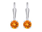 4mm Round Citrine Rhodium Over 14k White Gold Drop Earrings