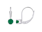 4mm Round Emerald Rhodium Over 14k White Gold Drop Earrings