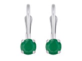 4mm Round Emerald Rhodium Over 14k White Gold Drop Earrings