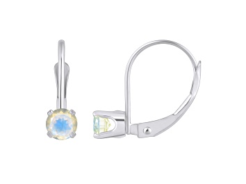 Picture of 4mm Round Moonstone Rhodium Over 14k White Gold Drop Earrings